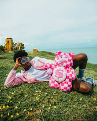 FURZILLA SHARK (PINK CHECK) MONEYBEAR BACKPACK