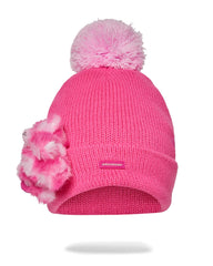 PINK LIL BEAR PUFF BEANIE