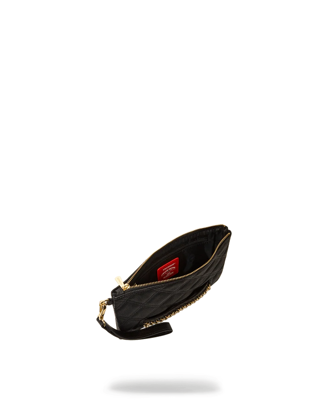 NOIR QUILT GOLD CHAIN SHARK CROSSOVER CLUTCH