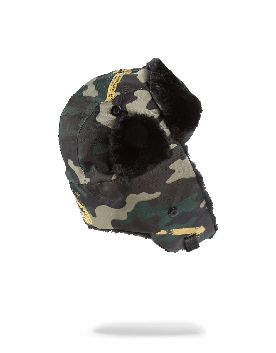 GOLD STENCIL CAMO AVIATOR HAT