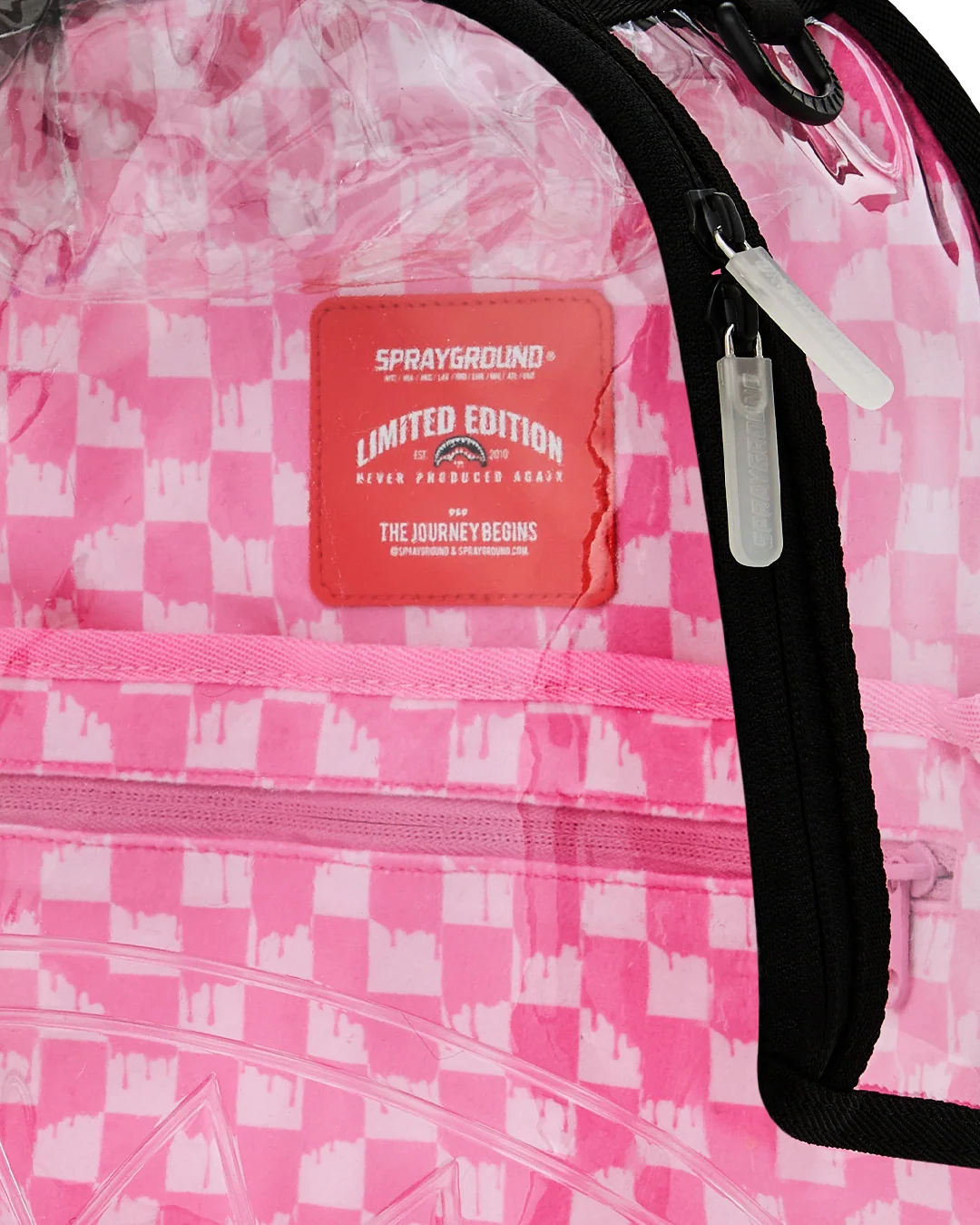 CLEAR DLX BACKPACK - CHECKED OUT (PINK DRIP)