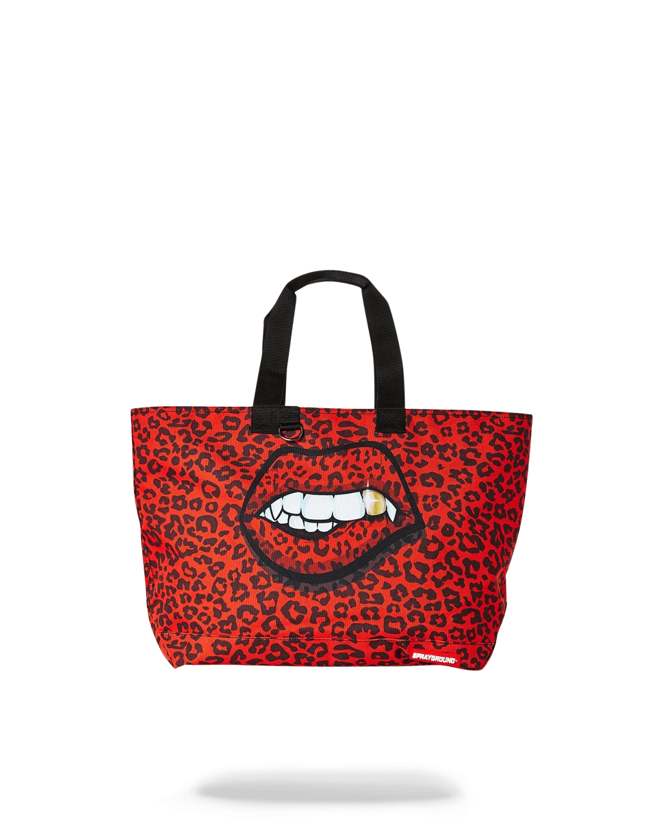 RED LEOPARD LIPS TOTE