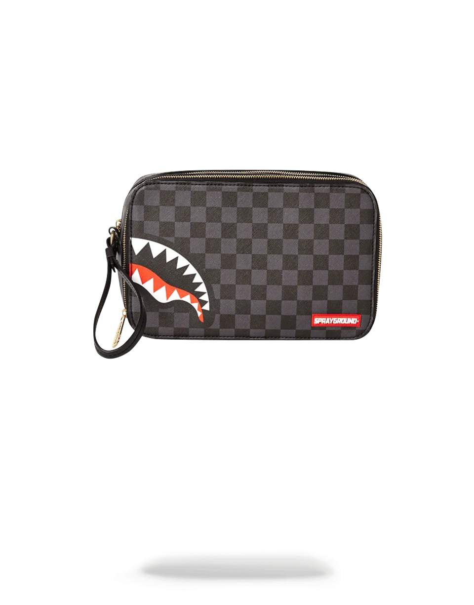 SHARKS IN PARIS (BLACK CHECKERED EDITION) TOILETRY AKA MONEY BAGS
