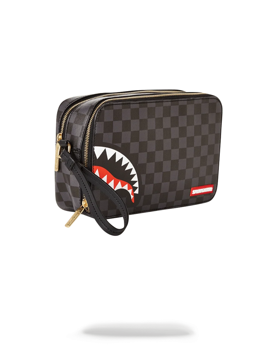 SHARKS IN PARIS (BLACK CHECKERED EDITION) TOILETRY AKA MONEY BAGS