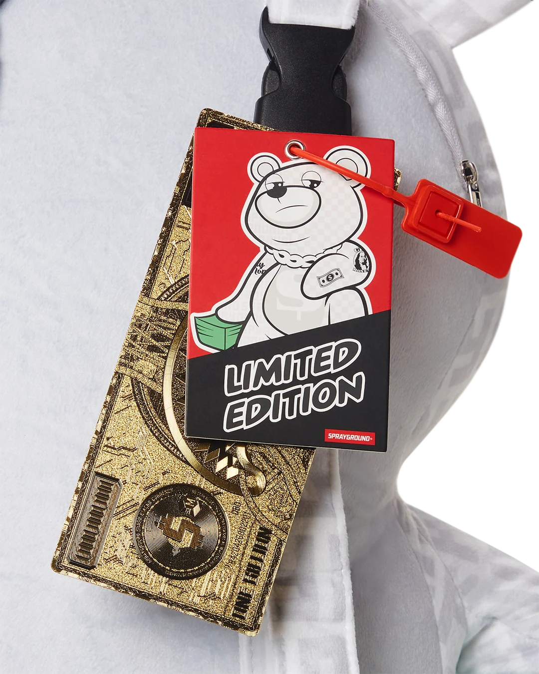 SPLIT THE CHECK (PEARL) MONEYBEAR TEDDYBEAR BACKPACK