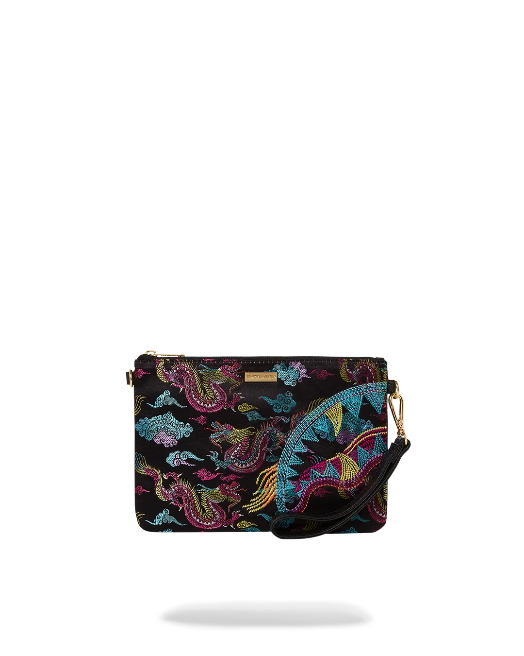 EMBROIDERED DRAGONS CROSSOVER CLUTCH
