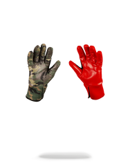 LEFT RED / RIGHT CAMO MONEY DRIPS GLOVES