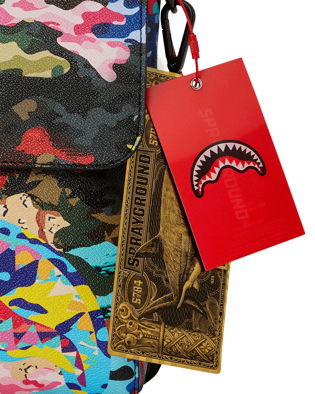 SLICED AND DICED CAMO MESSENGER SLING BAG