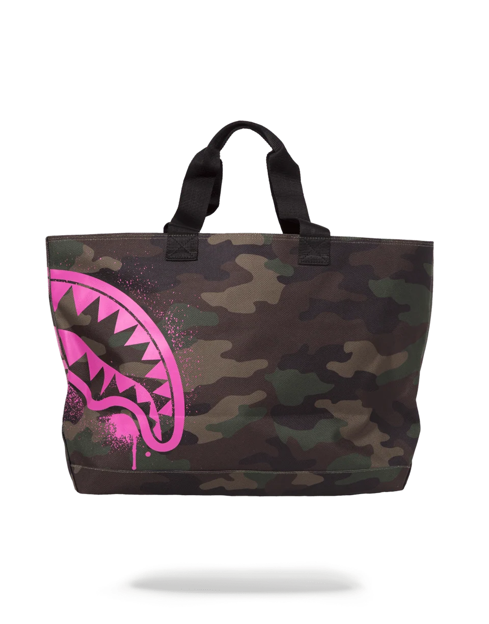 PINK STENCIL SHARK CAMO TOTE