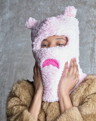 PINK FLEECE BEAR EARS SKI MASK