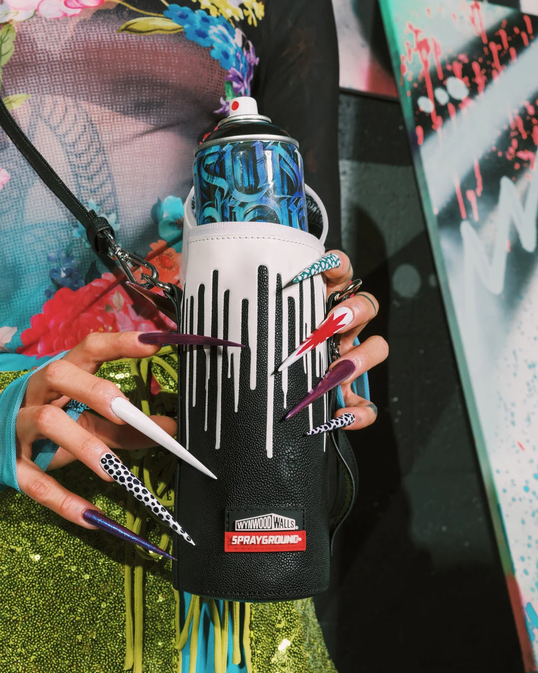WYNWOOD WALLS COLLAB WATER BOTTLE OR SPRAYCAN HOLDER (BLK/WHT)