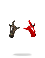 LEFT RED / RIGHT CAMO MONEY DRIPS GLOVES