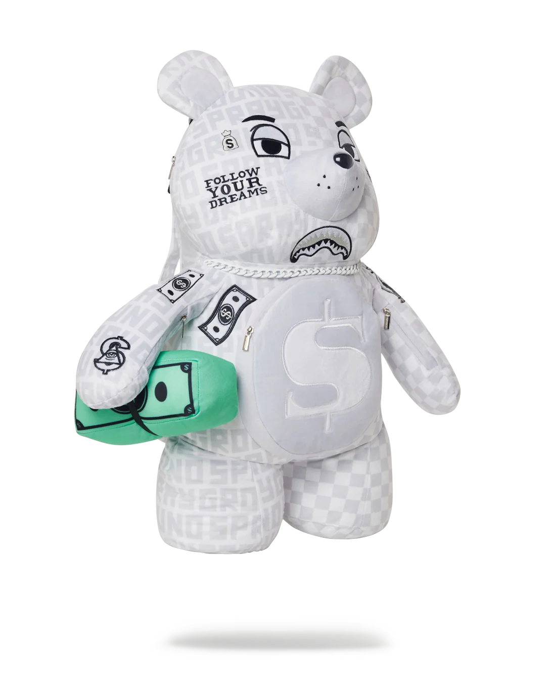 SPLIT THE CHECK (PEARL) MONEYBEAR TEDDYBEAR BACKPACK