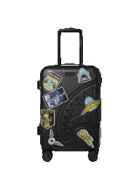 THE JOURNEY BEGINS SHARKITECTURE CARRY-ON LUGGAGE BLACK WITH EXTRA STICKERS
