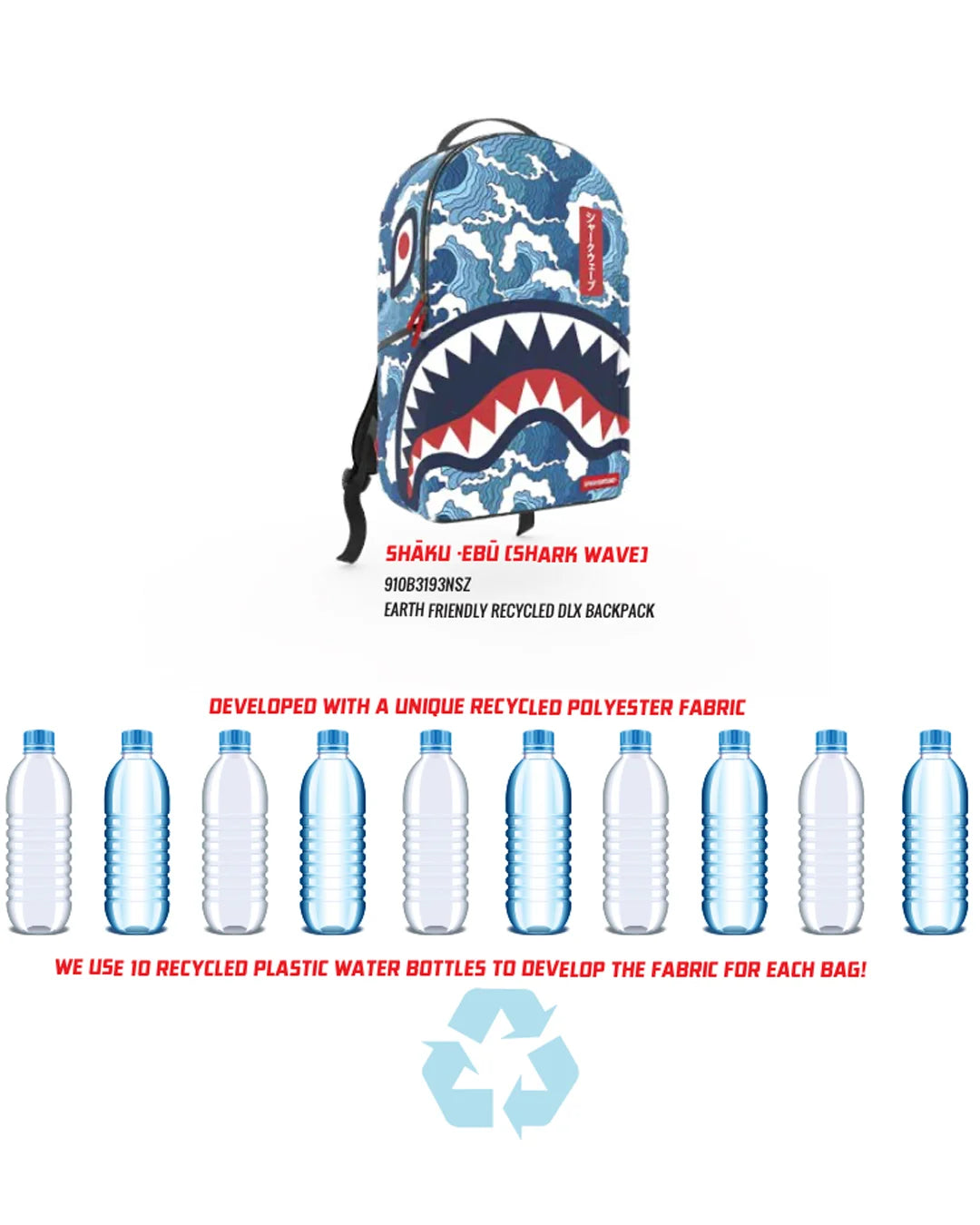 THE SHARK WAVE (made from 100% recycled plastic bottles from the ocean)