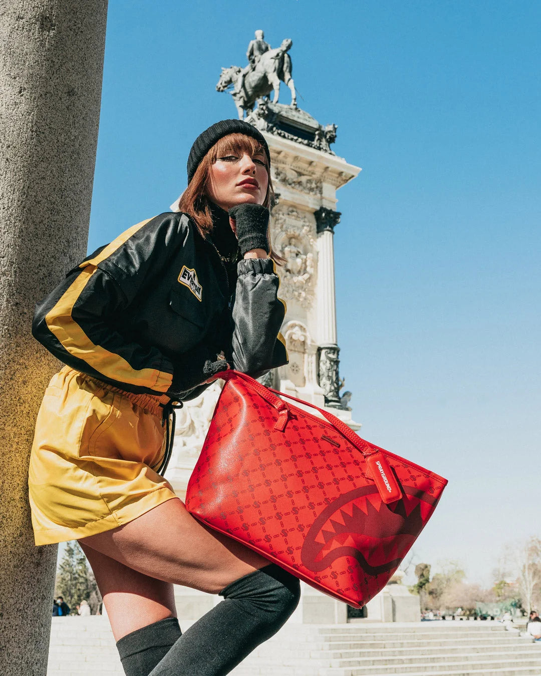 MONEY PATTERN BRICK TOTE