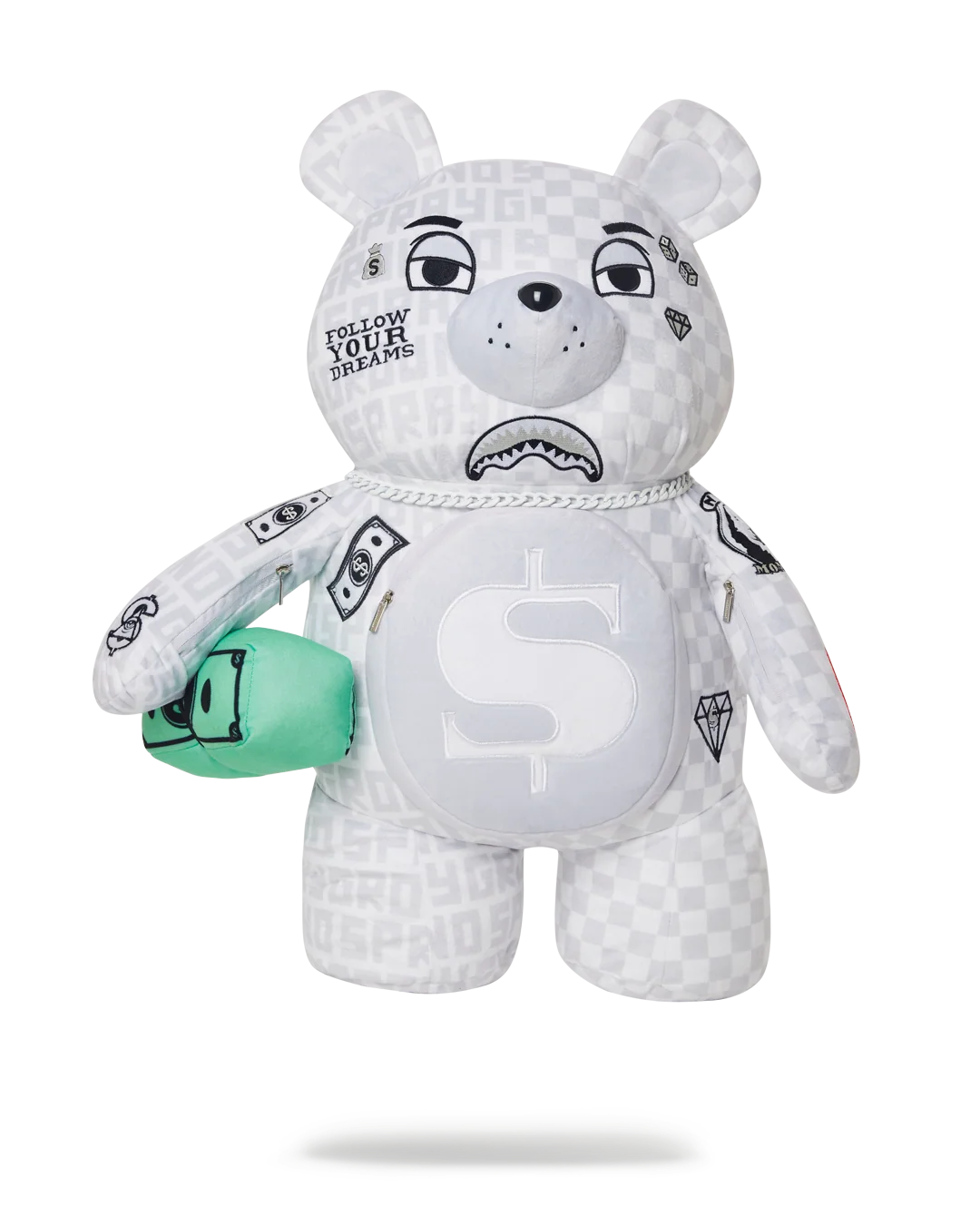 SPLIT THE CHECK (PEARL) MONEYBEAR TEDDYBEAR BACKPACK