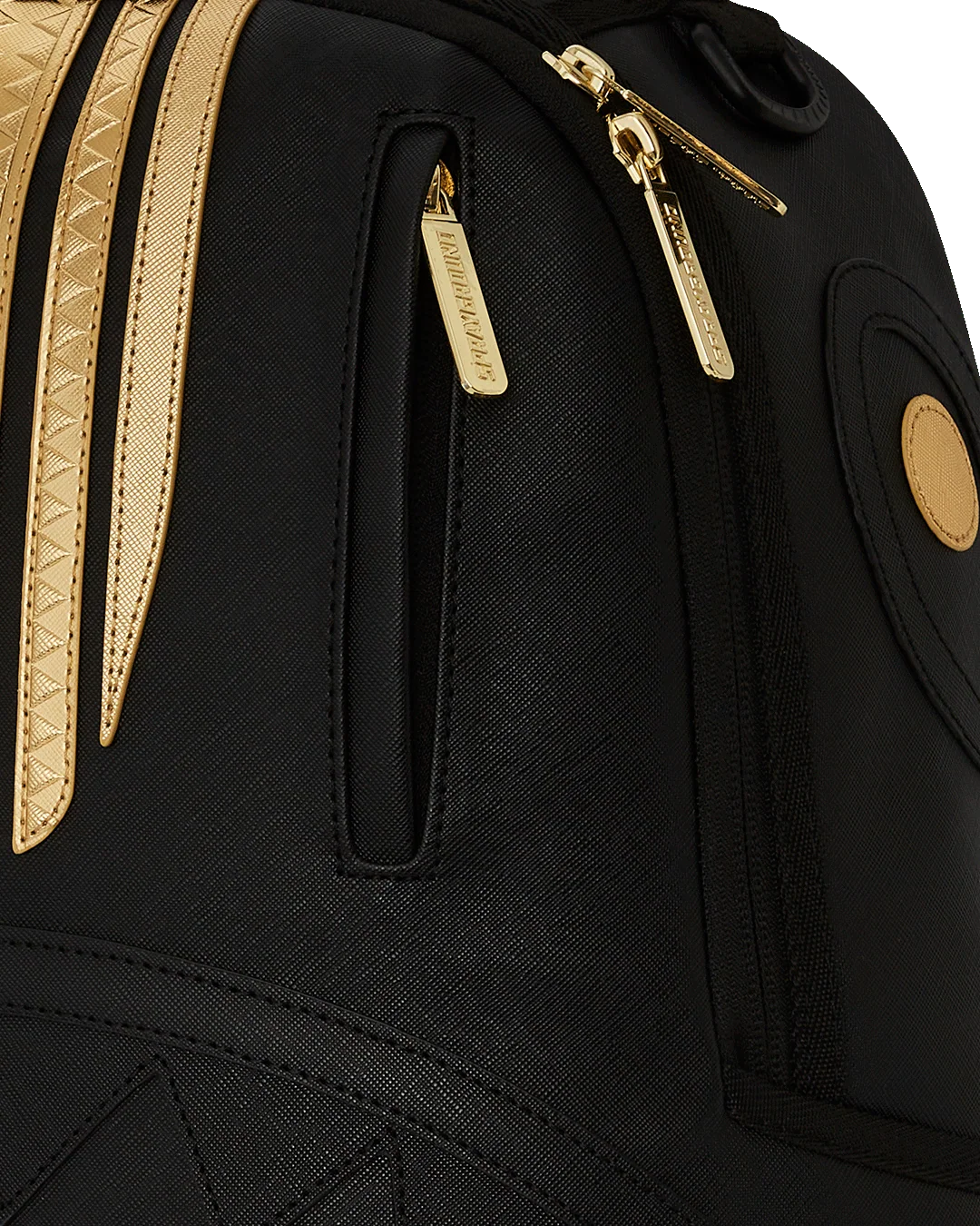 GOLD AND BLACK RACING STRIPES BACKPACK