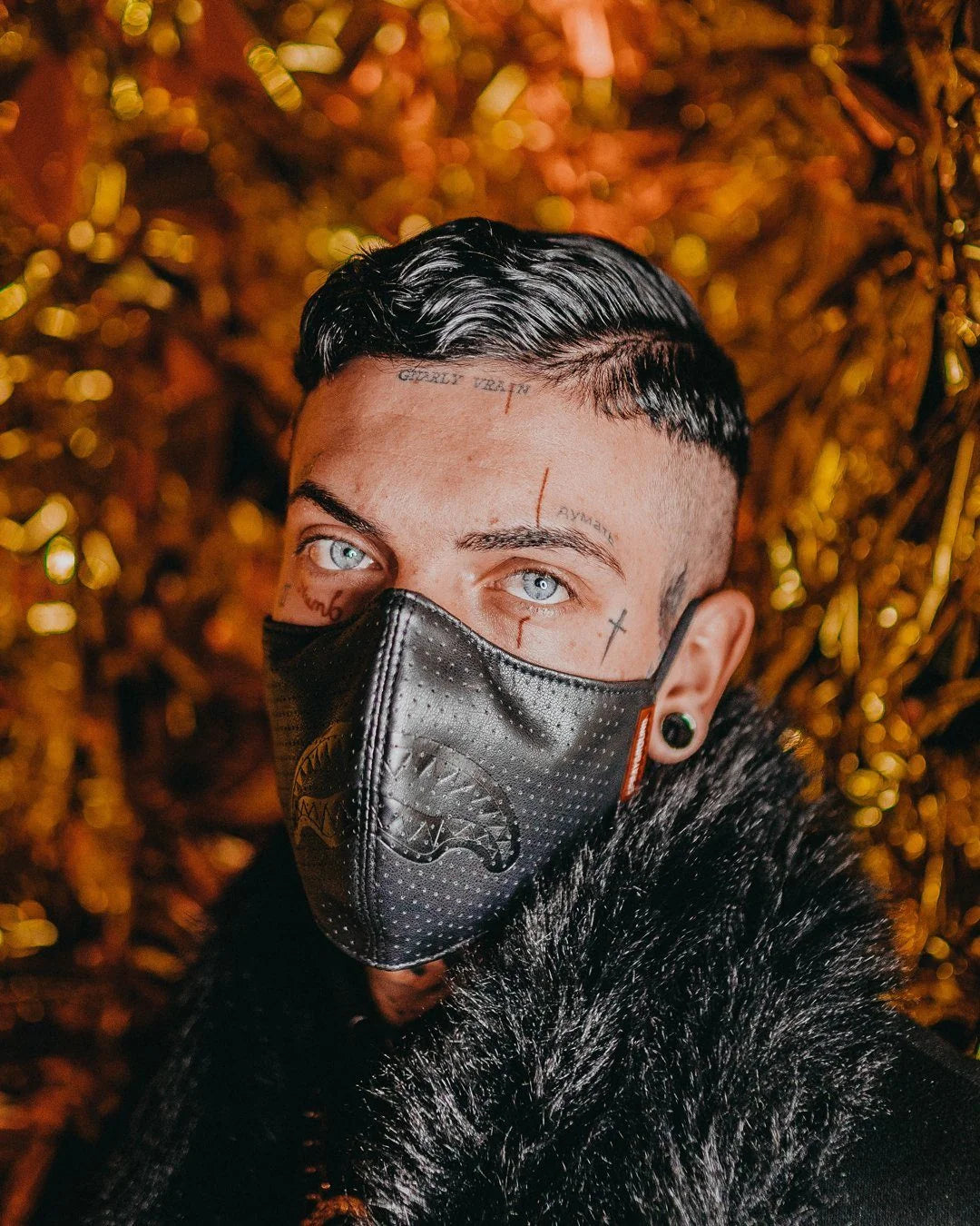 MIDNIGHT SHARK VEGAN LEATHER FACEMASK