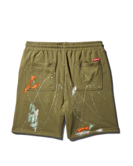 PAINT SPLAT KNIT SHORTS (GREEN)