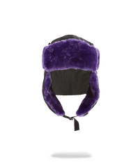 BLACK 3M PURPLE FUR AVIATOR HAT